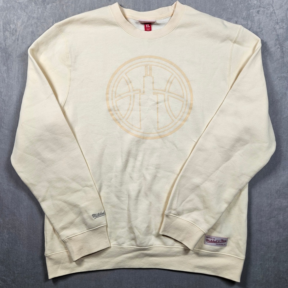 Mitchell & Ness Sweatshirt Mens XL Cream Chicago Sky‎ WNBA Logo Fleece Pullover
